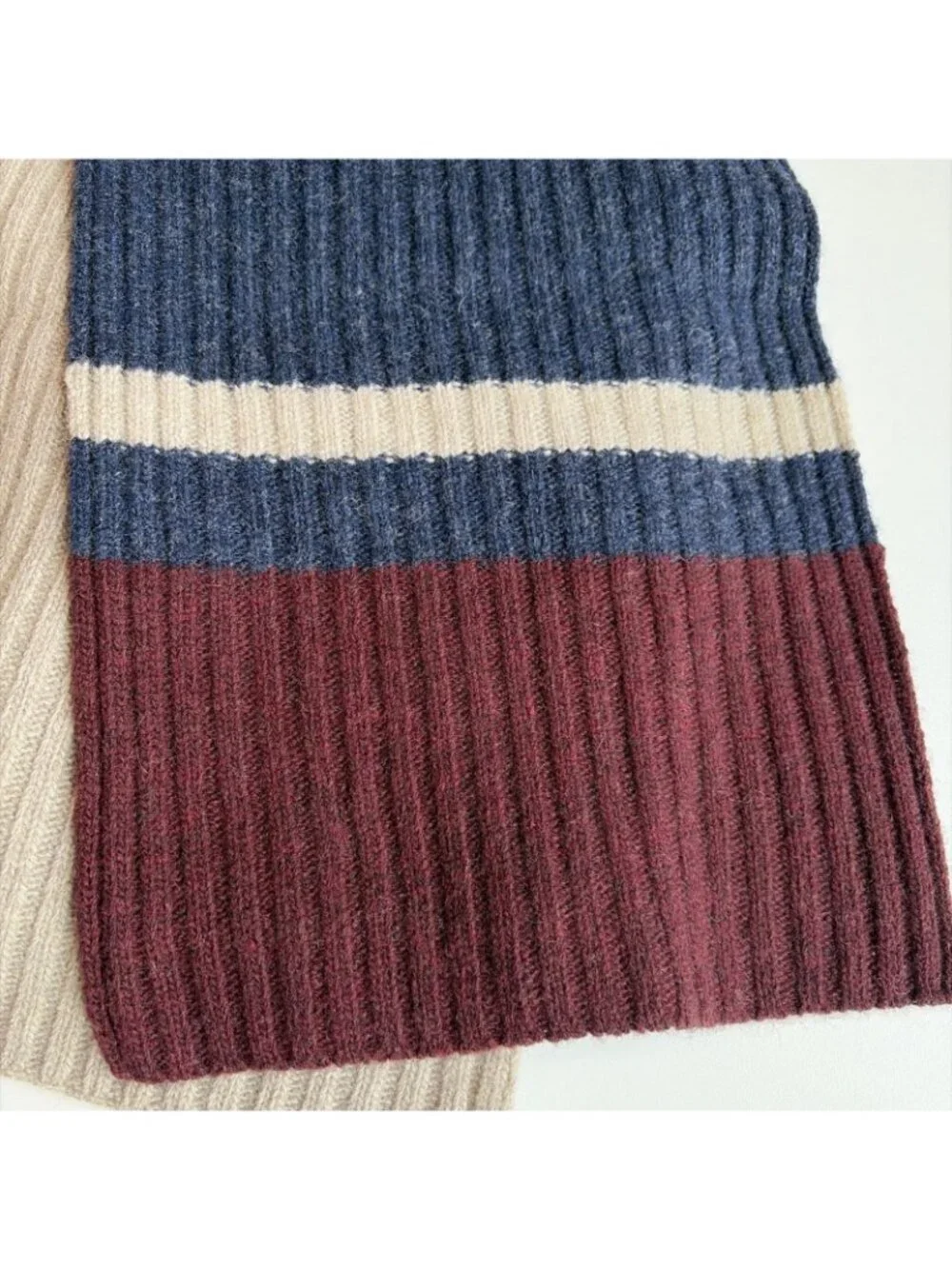 Vintage Y2K Old Navy Lambswool Scarf Striped Multicolor Ribbed Unisex 10X70